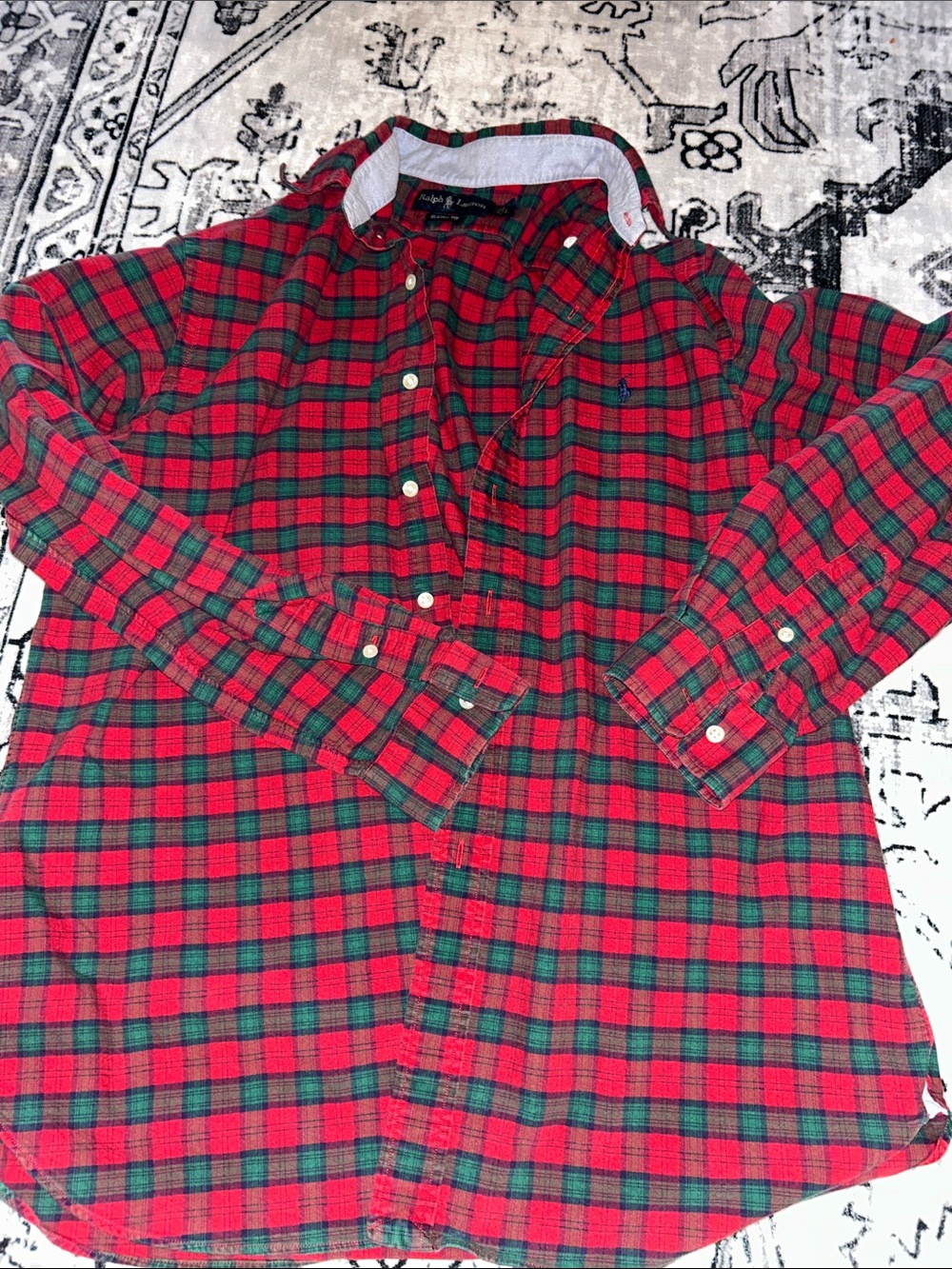 Ralph Lauren Men’s Red & Green Plaid Button-Down Shirt